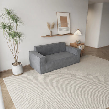 Canapé 2 places en velours côtelé gris – Mori