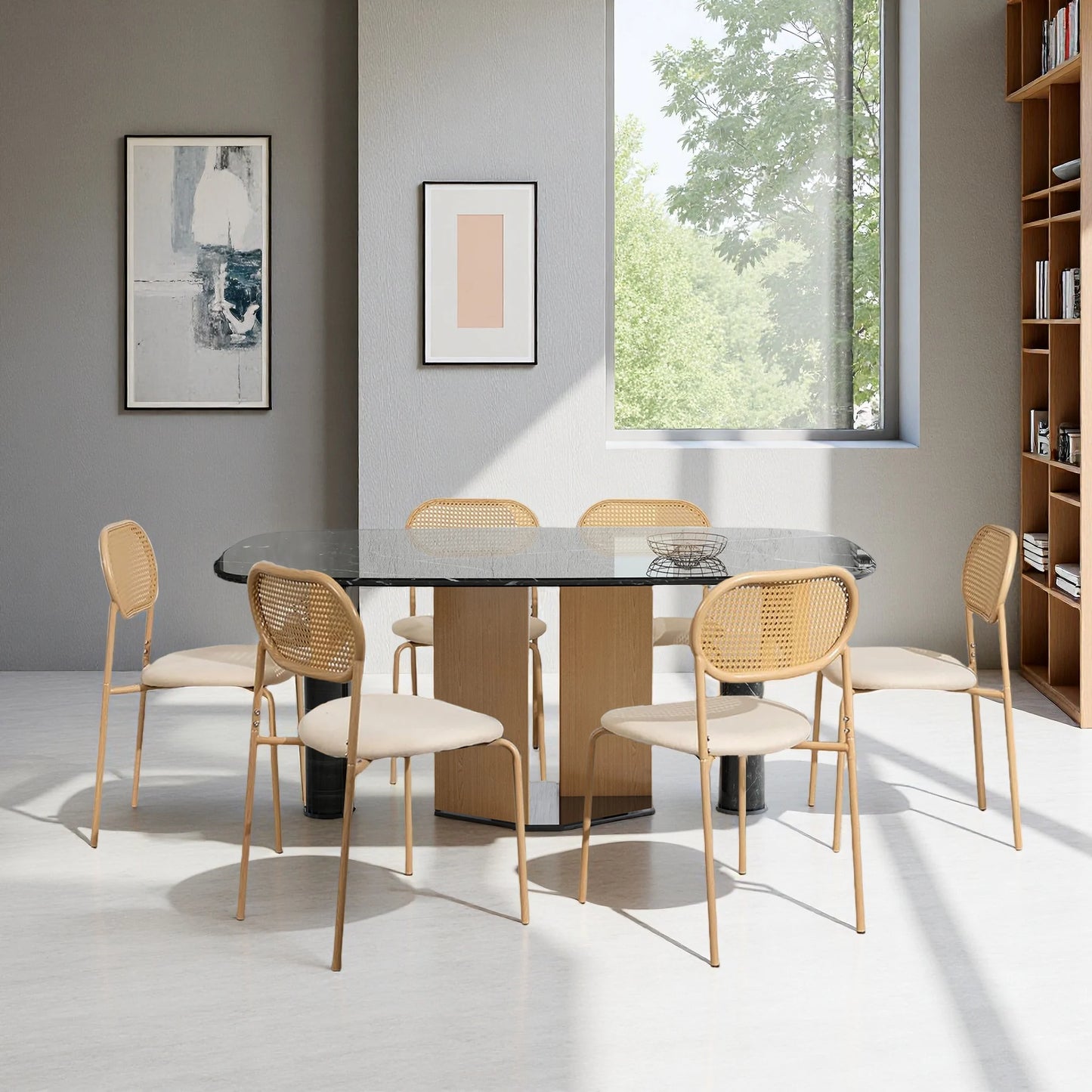 Chaises de salle à manger vintage en rotin – Harun (lot de 2)
