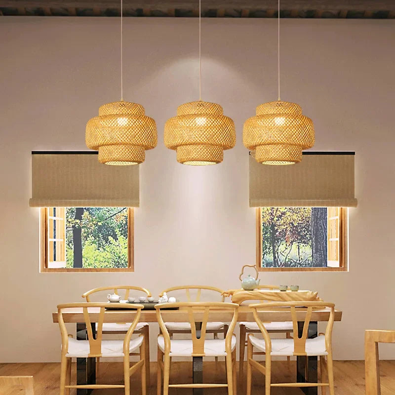 Suspension artisanale en rotin naturel – Tenshi