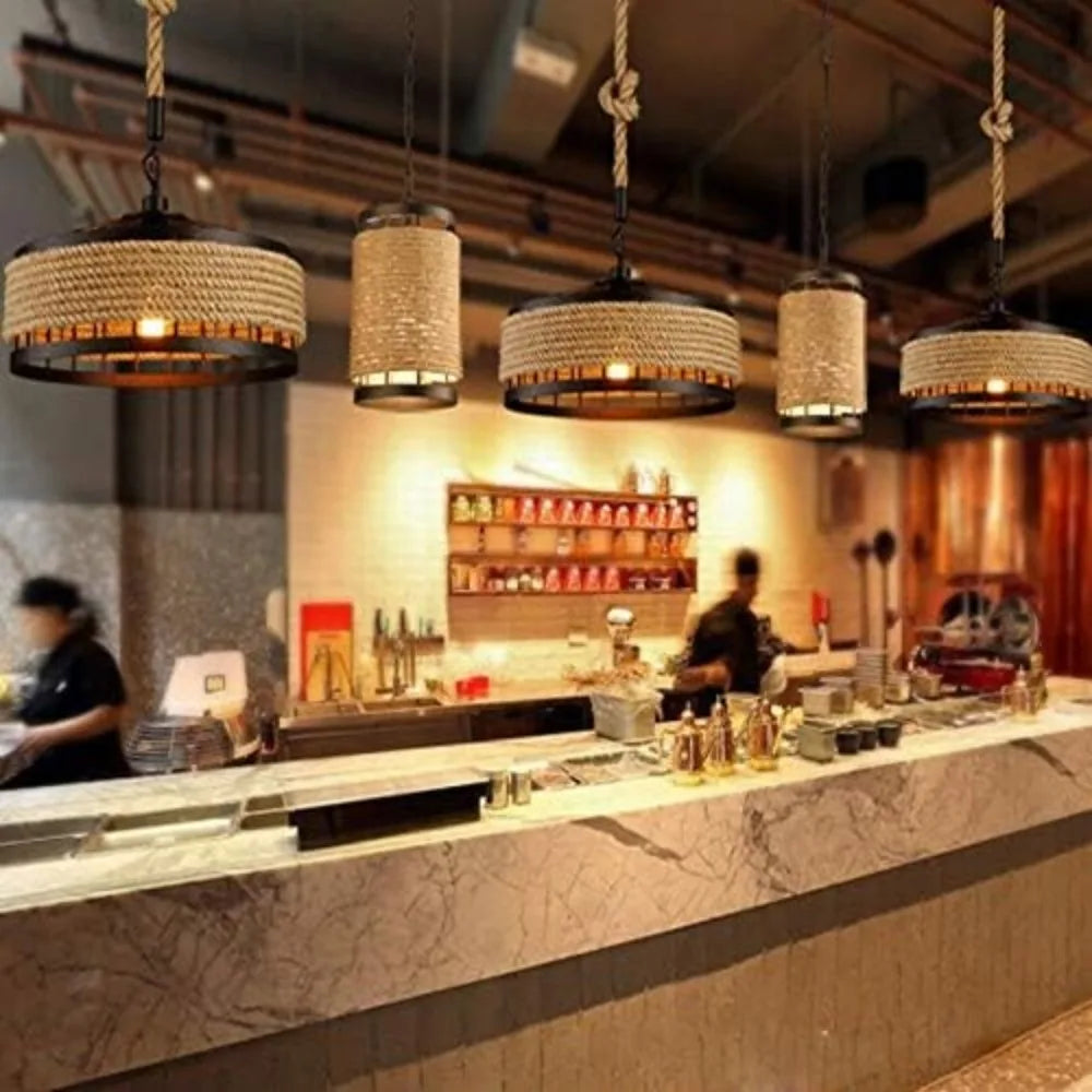 Suspension ronde en fer et corde de chanvre – Ayumu