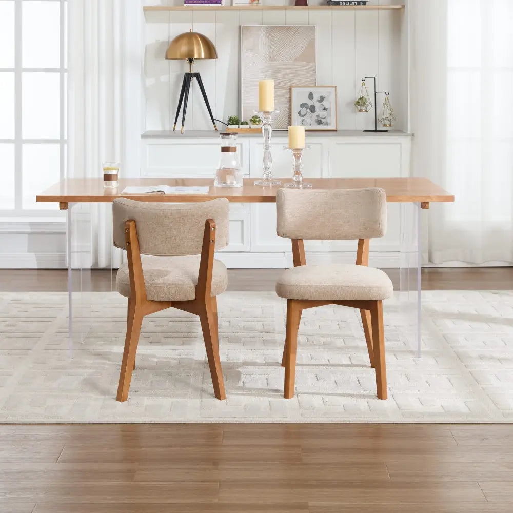 Chaises Japandi en bois et tissu (lot de 2) – Arata