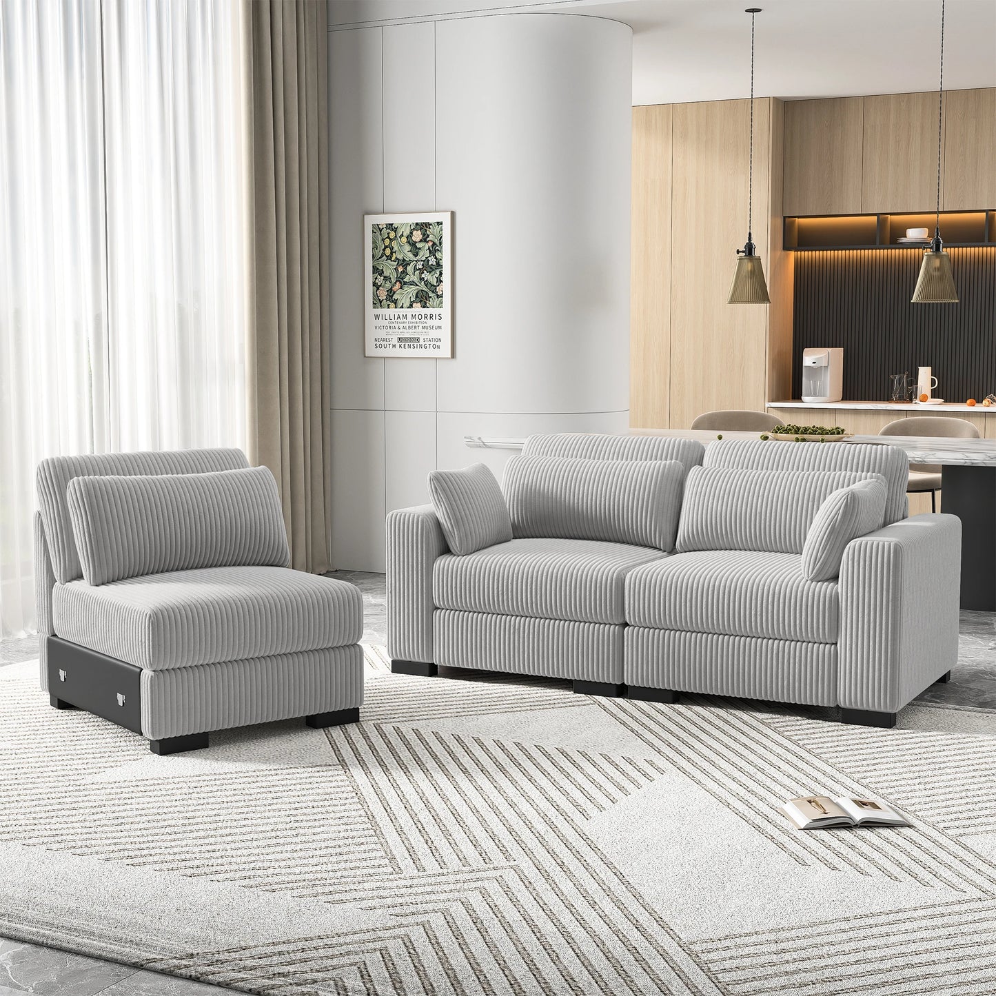 Canapé modulable avec pouf et accoudoirs larges – Taro