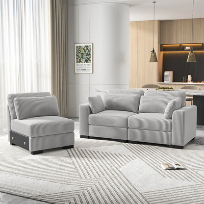 Canapé modulable avec pouf et accoudoirs larges – Taro