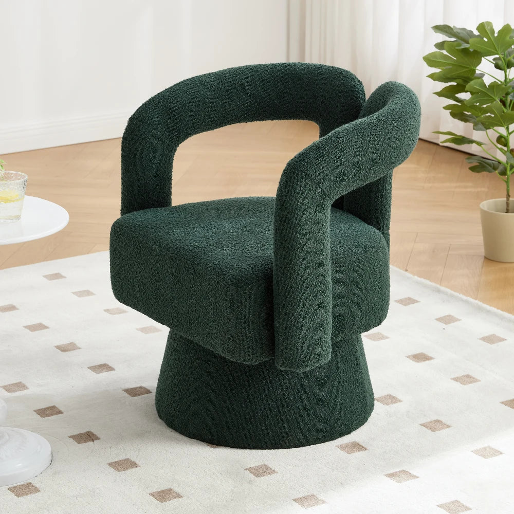 Fauteuil pivotant en bouclette style Japandi – Sorae