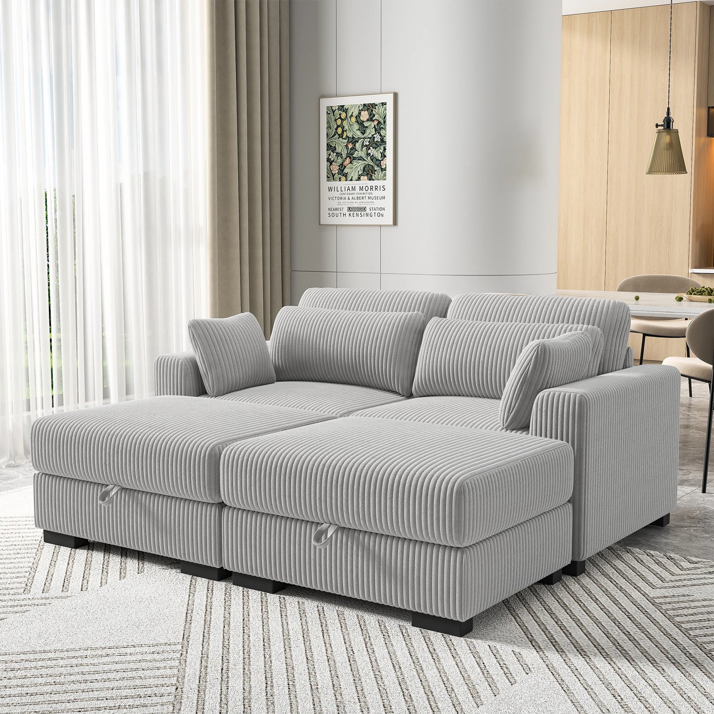 Canapé modulable avec pouf et accoudoirs larges – Taro