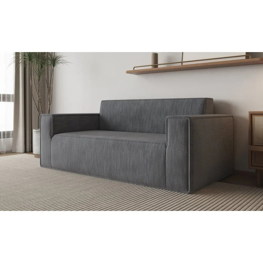 Canapé 2 places en velours côtelé gris – Mori