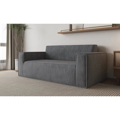 Canapé 2 places en velours côtelé gris – Mori