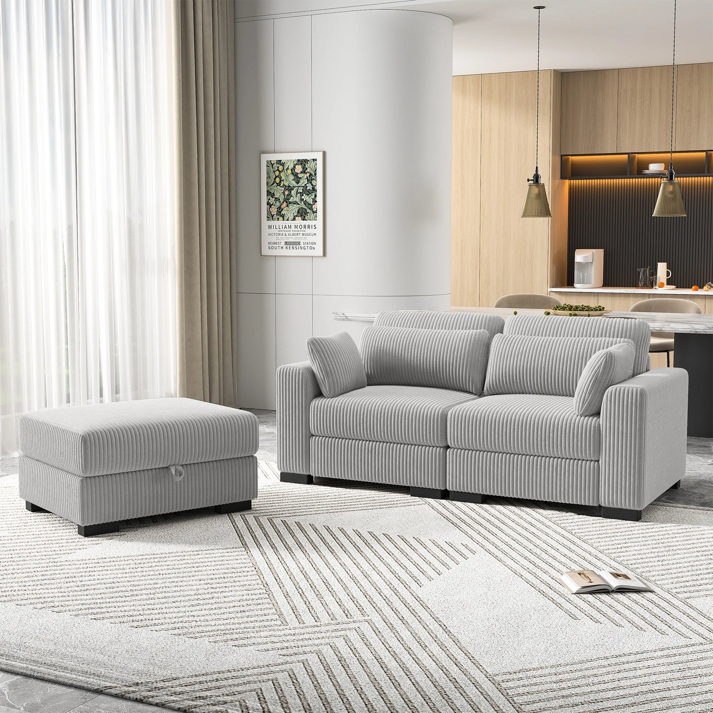 Canapé modulable avec pouf et accoudoirs larges – Taro