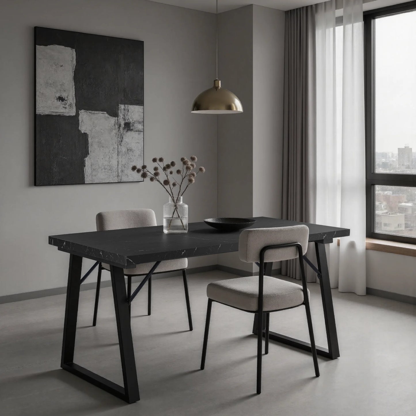 Table à manger contemporaine bois et métal – Rin