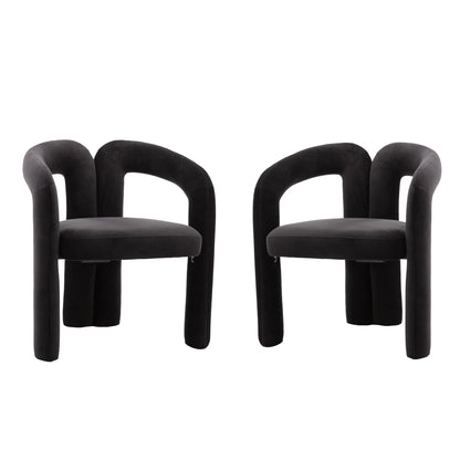 Chaises en velours moderne avec accoudoirs (lot de 2) – Riko