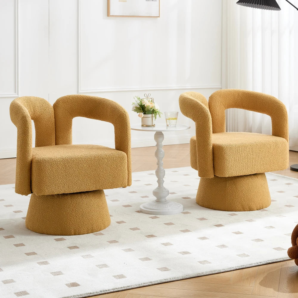 Fauteuil pivotant en bouclette style Japandi – Sorae