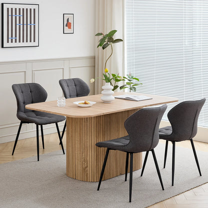 Japandi Dining Table with Textured Base – Riku