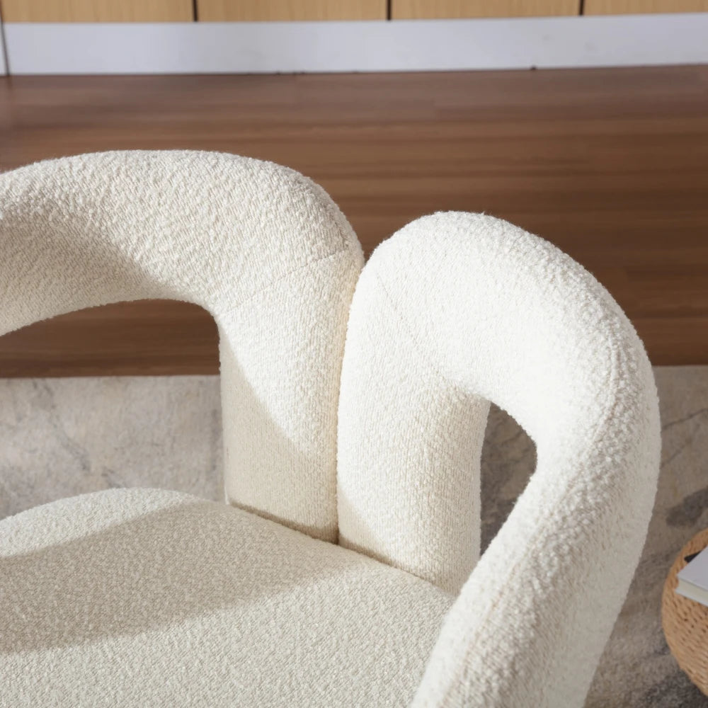 Fauteuil pivotant en bouclette style Japandi – Sorae