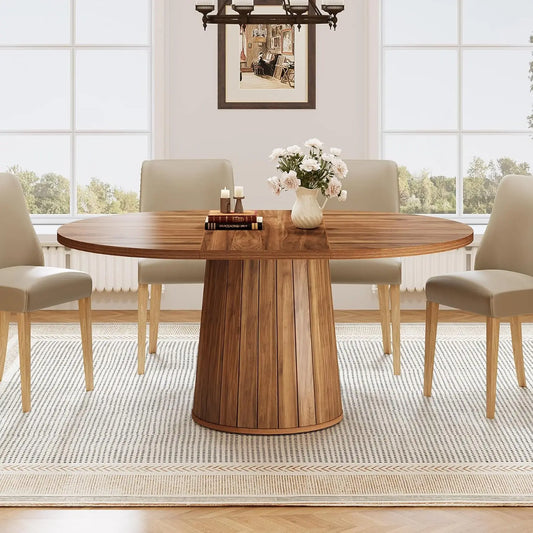 Japandi dining table with central leg – Etsuko