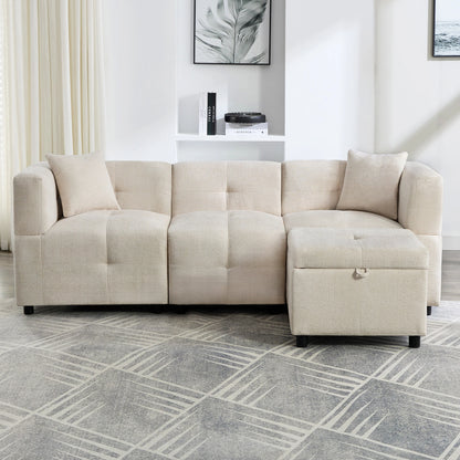 Canapé modulable 3 places avec coffre de rangement – Ren