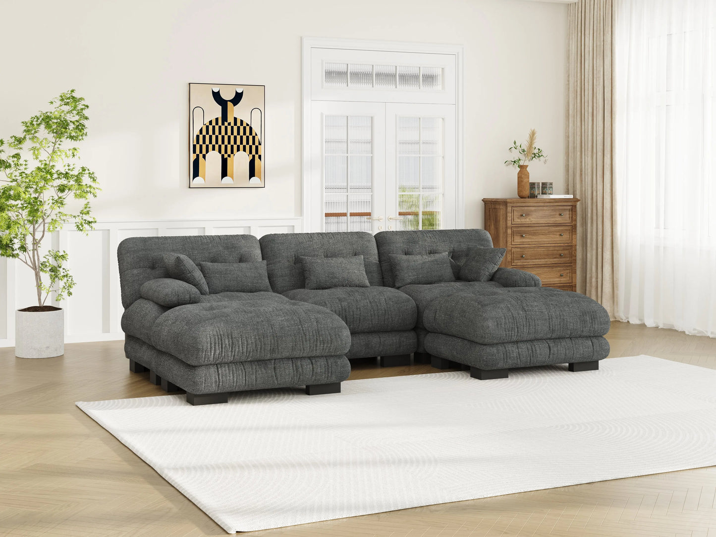 Grand canapé modulable en velours – Eina