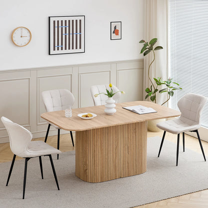 Japandi Dining Table with Textured Base – Riku