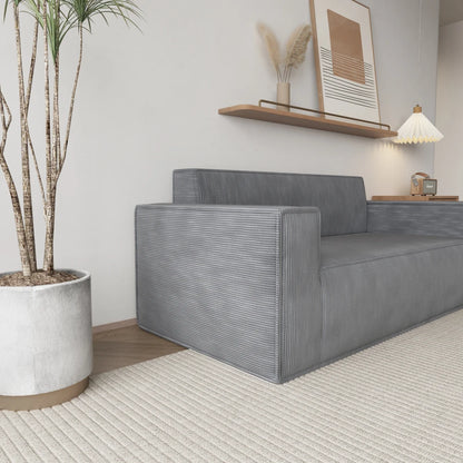 Canapé 2 places en velours côtelé gris – Mori