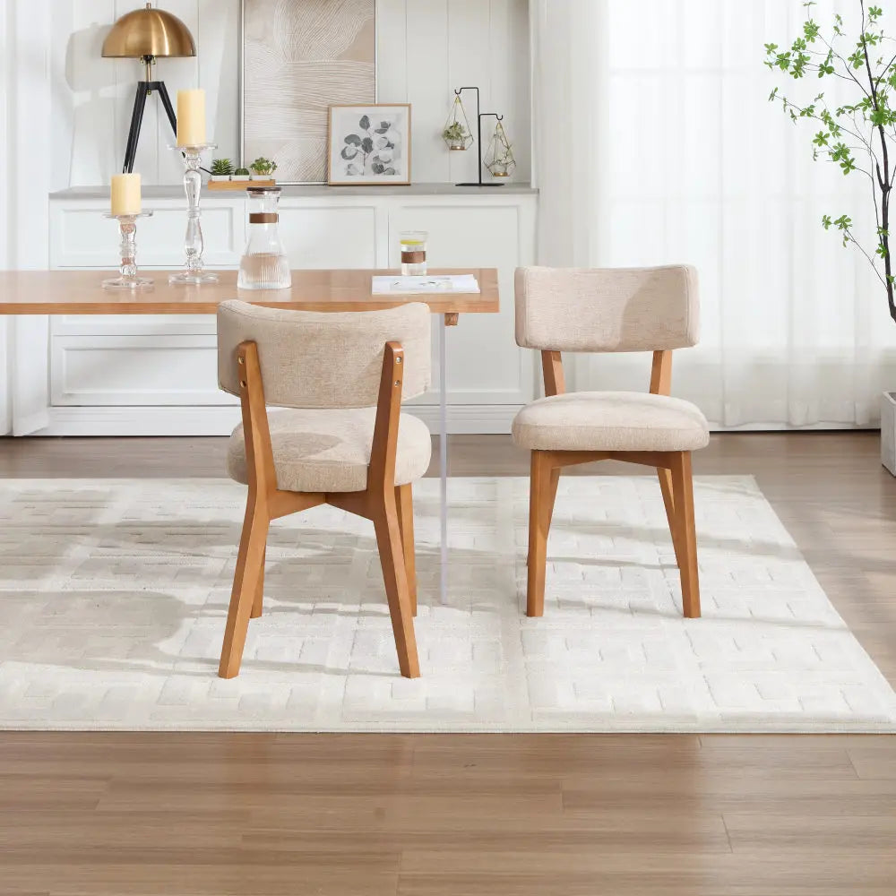 Chaises Japandi en bois et tissu (lot de 2) – Arata