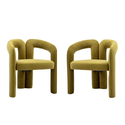 Chaises en velours moderne avec accoudoirs (lot de 2) – Riko