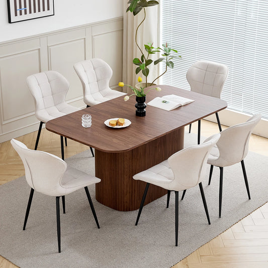 Japandi Dining Table with Textured Base – Riku