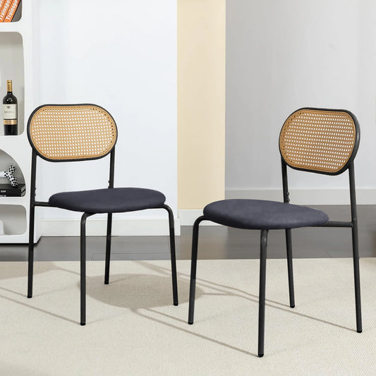 Chaises de salle à manger vintage en rotin – Harun (lot de 2)