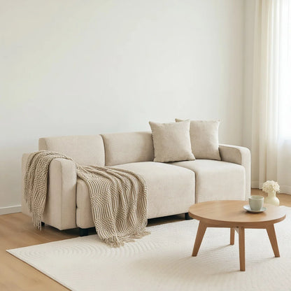 Canapé 3 places en tissu beige – Daizen