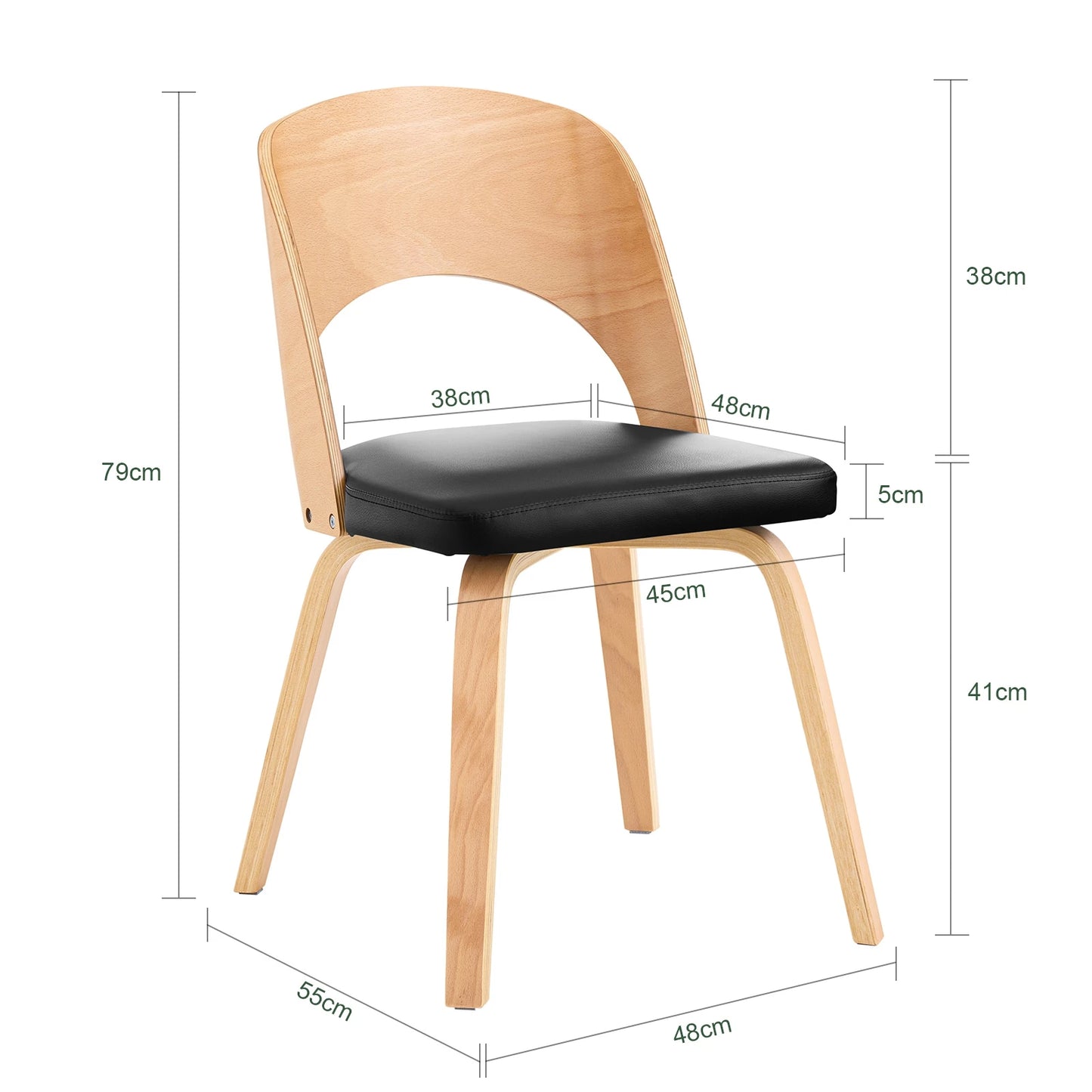 Chaise minimaliste en bois et simili cuir – Rikuo