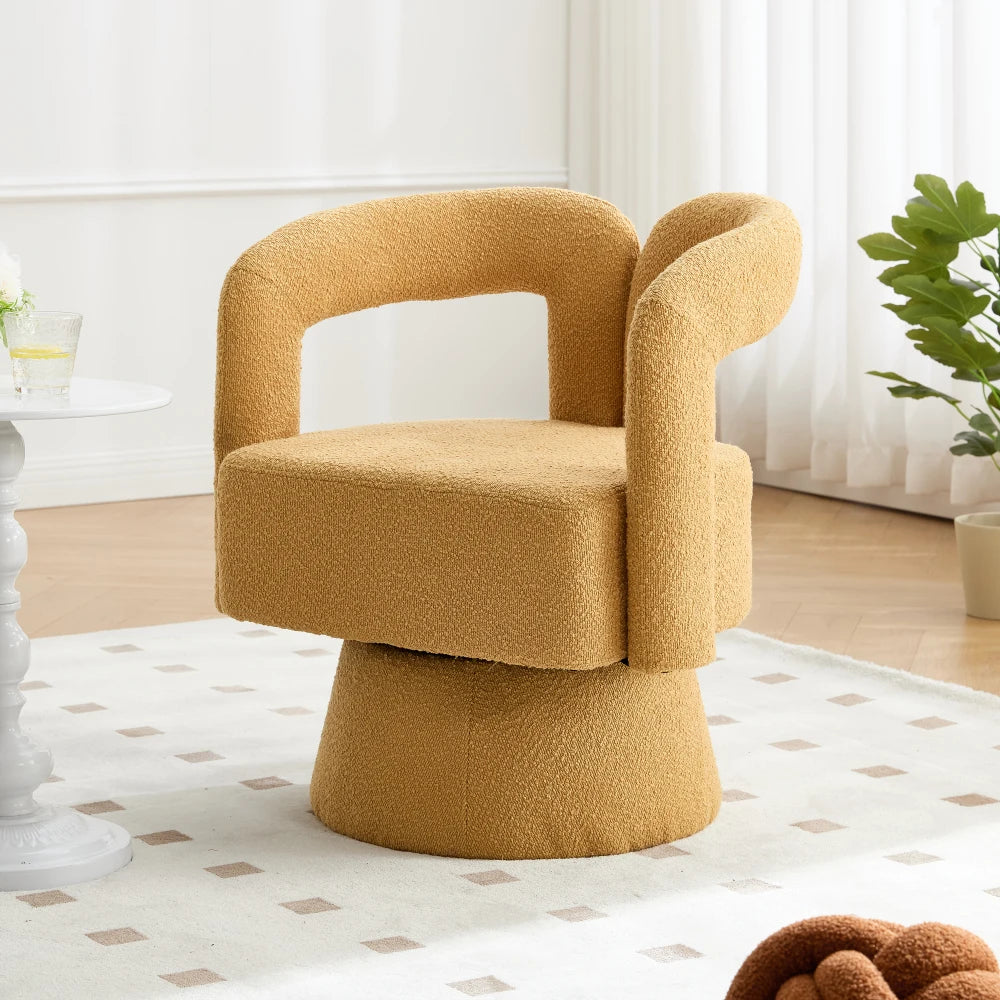 Fauteuil pivotant en bouclette style Japandi – Sorae
