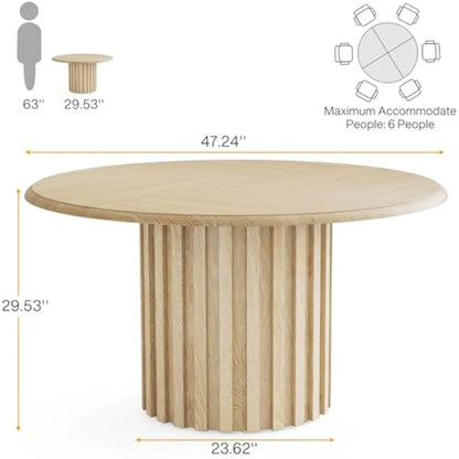 Table à manger ronde pour 4 personnes style farmhouse – Daiki