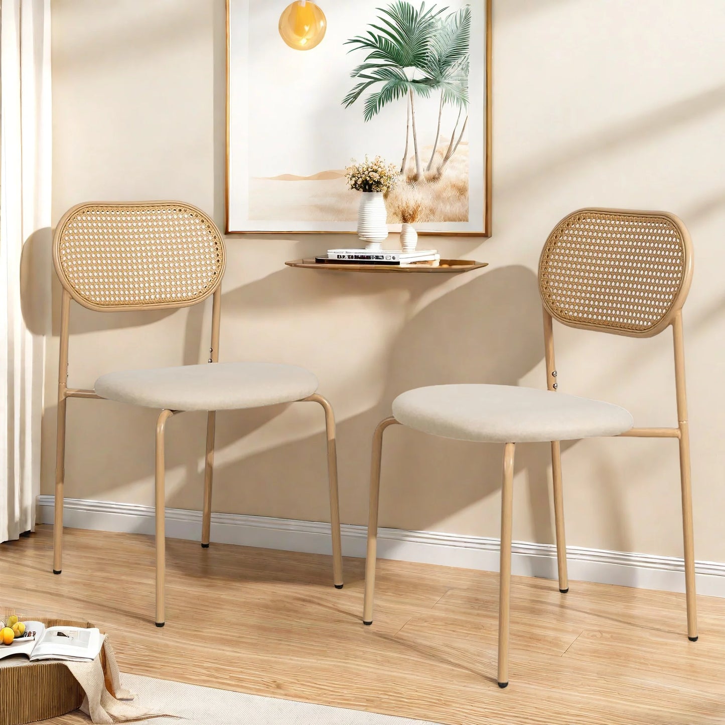 Chaises de salle à manger vintage en rotin – Harun (lot de 2)