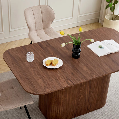 Japandi Dining Table with Textured Base – Riku