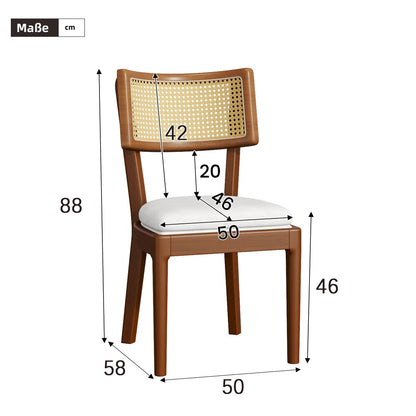 Chaises en bois et rotin avec coussin en velours (lot de 2) – Akemi