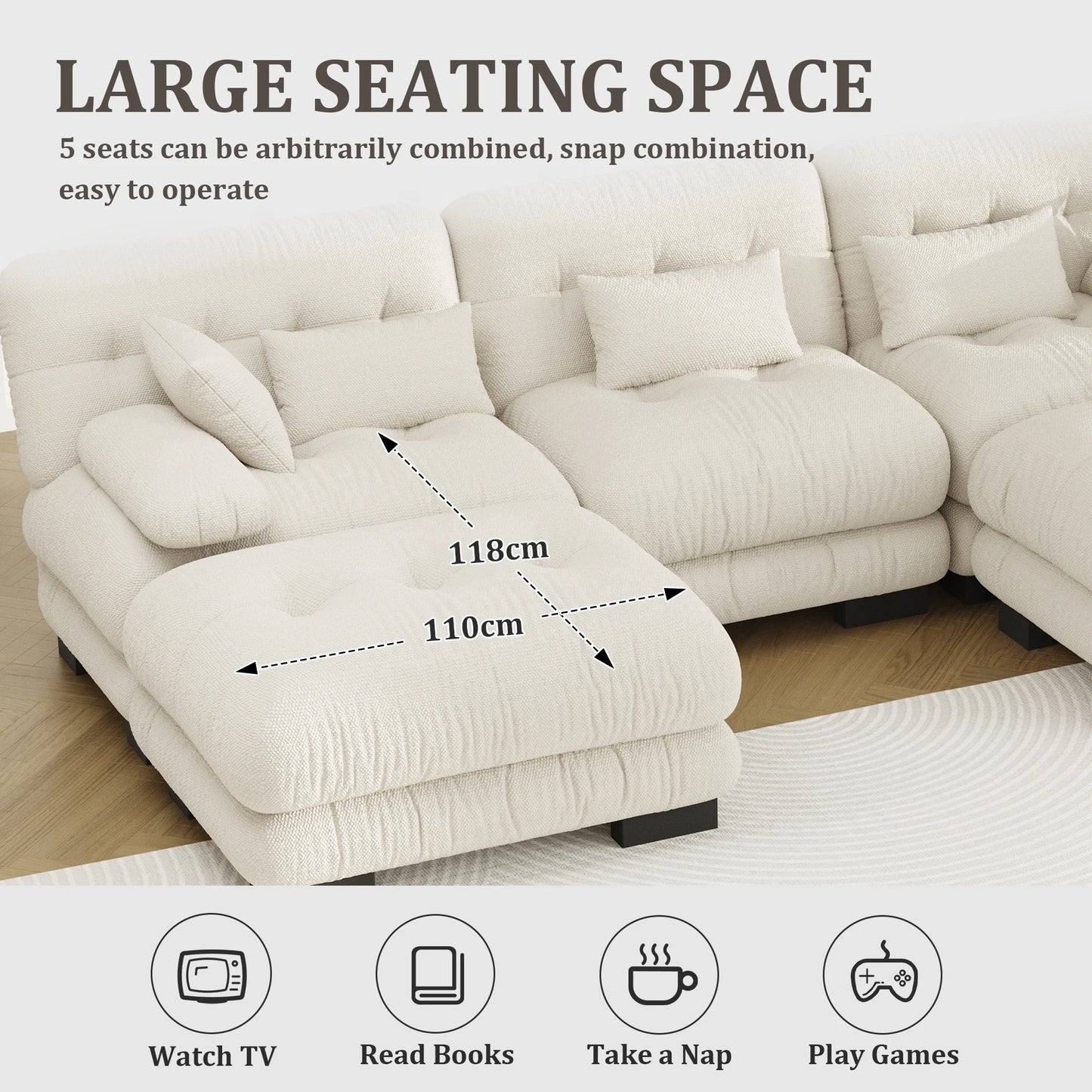 Grand canapé modulable en velours – Eina