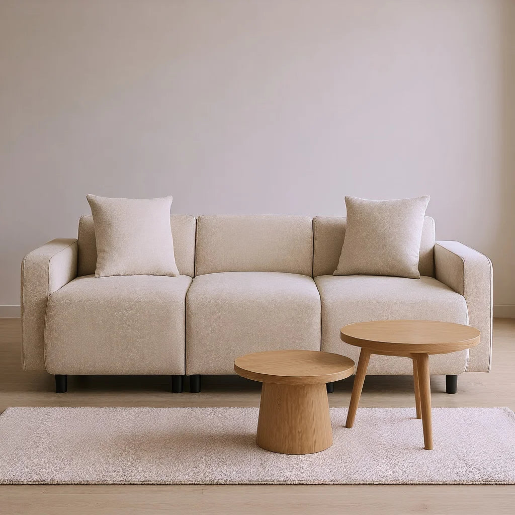 Canapé 3 places en tissu beige – Daizen