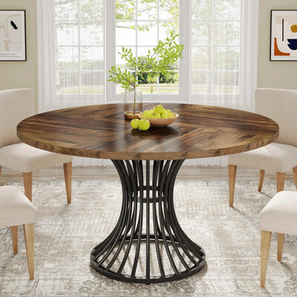 Table à manger ronde pour 4-6 personnes style Industriel – Haruti