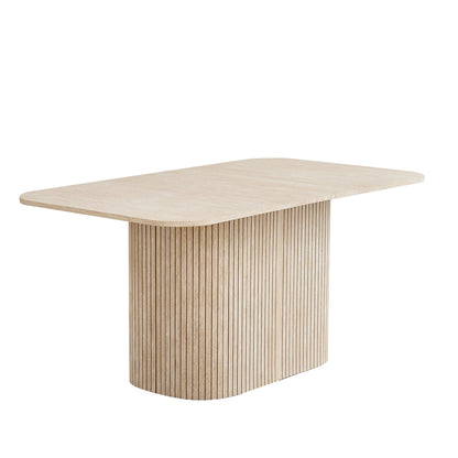 Japandi Dining Table with Textured Base – Riku