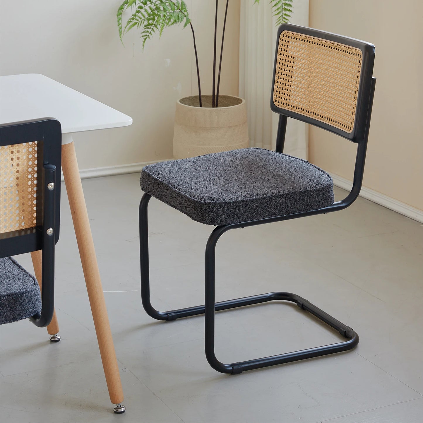 Chaises rétro en rotin et métal – Anto (lot de 2)