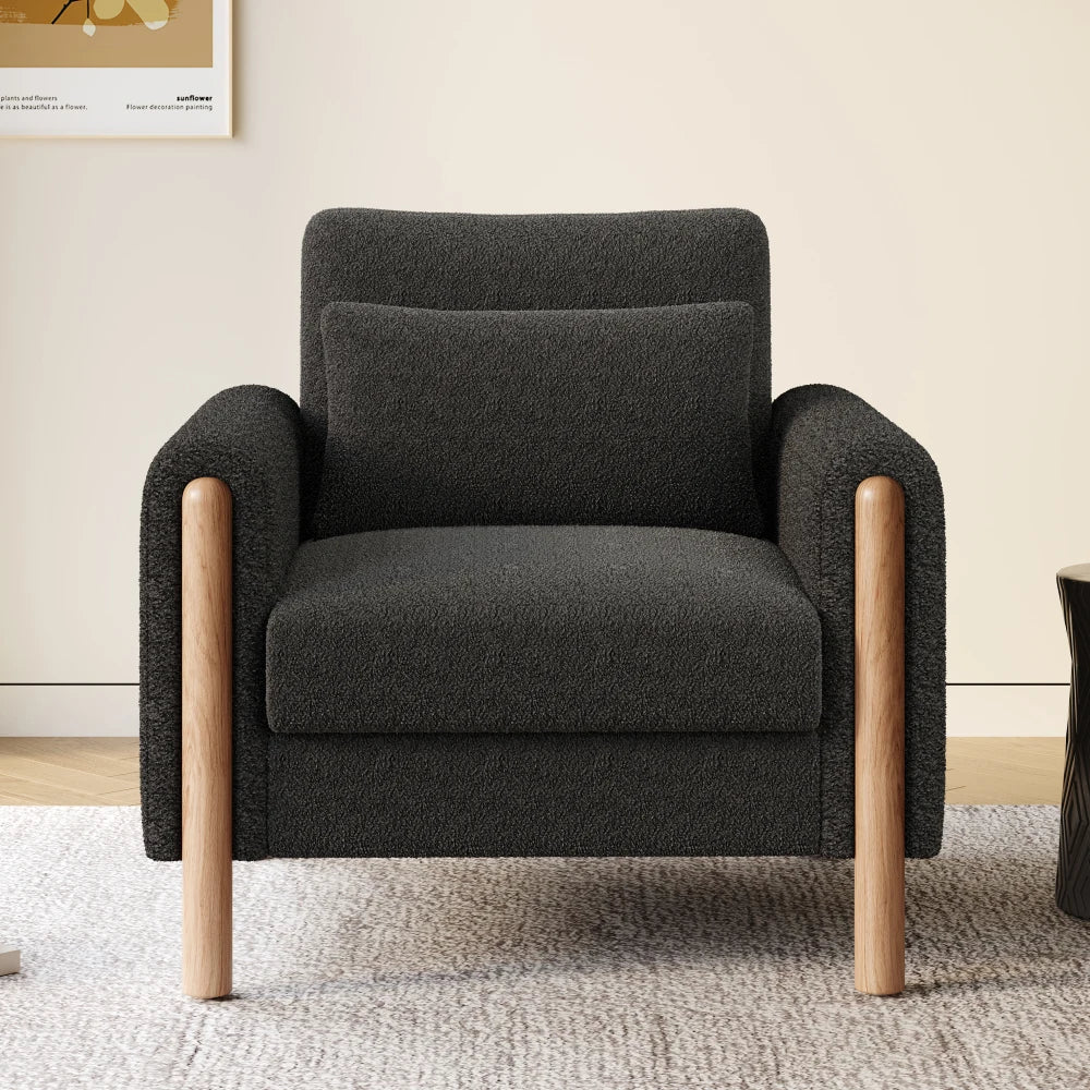 Fauteuil en bouclette à assise épaisse – Taeko