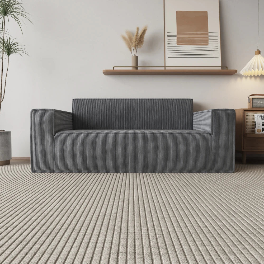 Canapé 2 places en velours côtelé gris – Mori