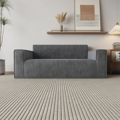 Canapé 2 places en velours côtelé gris – Mori