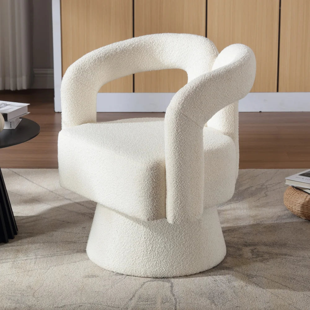 Fauteuil pivotant en bouclette style Japandi – Sorae