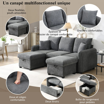 Canapé en U modulable avec rangements – Takumi